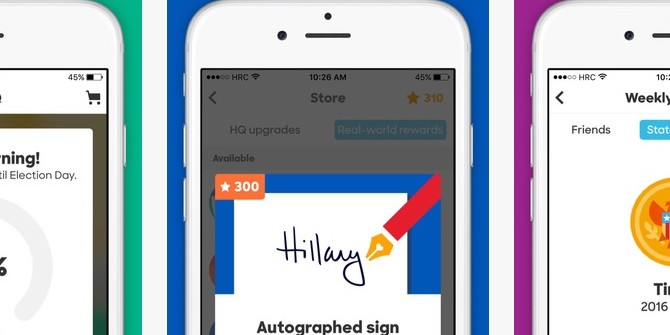 Hillary Clinton app motivates volunteers with signed souvenirs