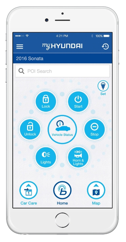HYUNDAI LAUNCHES NEW ALL-IN-ONE OWNER&apos;S APP TO ENHANCE CUSTOMER EXPERIENCE - Hyundai is debuting a new mobile app for owners called MyHyundai with Blue Link. The new app integrates services currently available in the previously separate Blue Link and Car Care mobile apps. (PRNewsFoto/Hyundai Motor America)