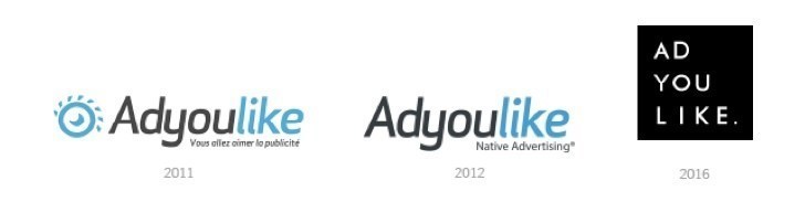 Chronology of the ADYOULIKE logos (PRNewsFoto/ADYOULIKE)