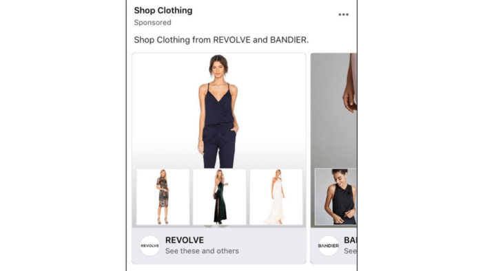 Facebook tests multiple brands in a single ad unit