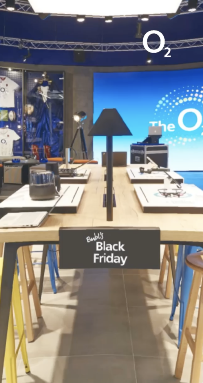 O2 Builds “AR Store of the Future” On Snapchat For Samsung Black Friday Deals